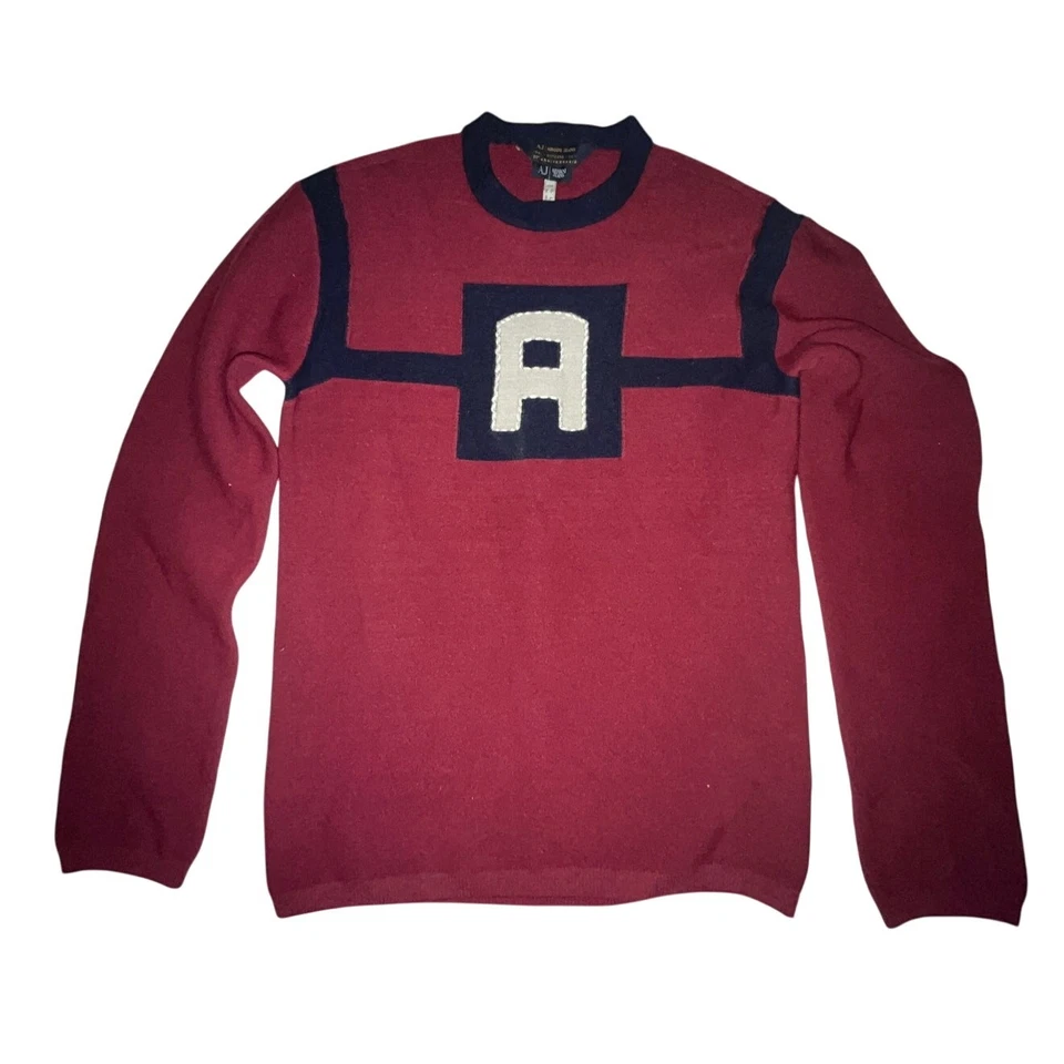 Suéter de Lana AJ Armani Jeans - Granate y Azul Marino - Talla: L Foto 1 de 4