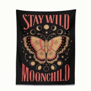 Gothic Alternative Punk Rock Stay Wild Moon Child Tapestry Wall Hanging Décor - Picture 1 of 1