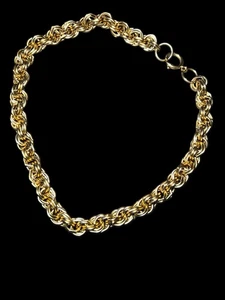 Vintage Large 1/3” Gold Tone Rope Chain Necklace 16” - Picture 1 of 6