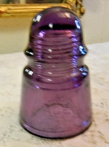 E1900's PURPLE Glass AGEE 30 Threaded AUSTRALIA Telephone Pole "BELL" Insulator - Picture 1 of 6