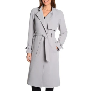 Rachel Rachel Roy Womens Gray Maxi Crepe Trench Coat Outerwear M BHFO 7991 - Picture 1 of 2