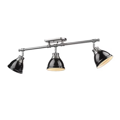 Golden Lighting 3602-3SF PW-BK Duncan 3-Light Semi-Flush - Track-Light in Pewter - Image 1 of 2