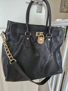 Michael Kors Hamilton Leather Large Shoulder Satchel Tote Handbag. Lock & Key. - Picture 1 of 24