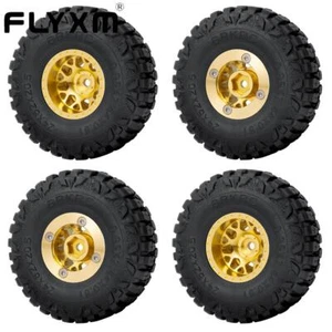 FLYXM 4Pcs 62mm 210.5g Heavy Weight Rims & Tires For RC 1/18 1/24 TRX4-M SCX24 - Picture 1 of 8