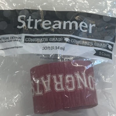 Congrats Grad Burgundy Streamer - Image 1 of 2
