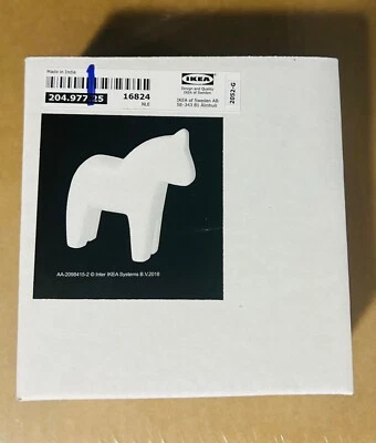 Ikea FINANSIEL Decoración Pequeño Caballo Dala Nórdico, Madera Blanca 5" - NUEVO Foto 1 de 4