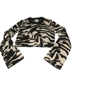 Y2K Aesthetic H&M Cropped Sweater Zebra Flare Sleeves - Picture 1 of 10