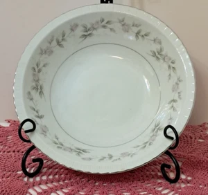 YORK BY EMPRESS (JAPAN) 609 PINK ROSES GRAY LEAVES SCALLOP SERVING BOWL 9 1/4" - Picture 1 of 5