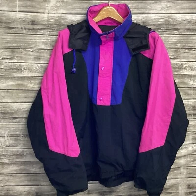 Vintage Eddie Bauer Jacket Mens XL Multicolor Windbreaker Colorblock Hooded 90s - Image 1 of 4