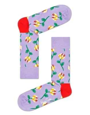 Calcetines HAPPY SOCKS Para Hombre Púrpura Mano Flor Algodón Peinado Talla 8-12 Nuevos con Etiquetas Foto 1 de 2
