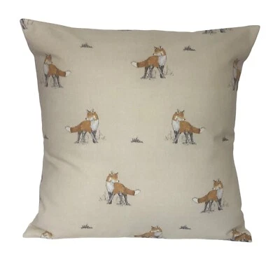1 x Fryetts Fox Natural Beige Brown Tan Cushion Cover 16” 18” - Image 1 of 4