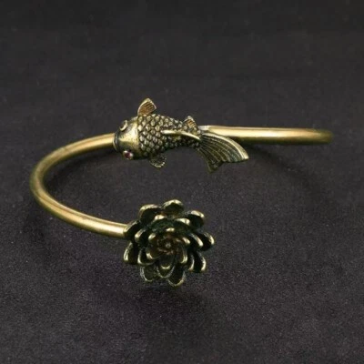 Pulsera ajustable vintage de latón macizo para mujer, cobre puro Foto 1 de 4