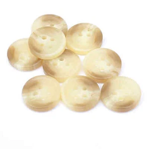 MATT BEIGE / BROWN HORN EFFECT 4 HOLE RIM BUTTONS Size 13mm - Picture 1 of 1