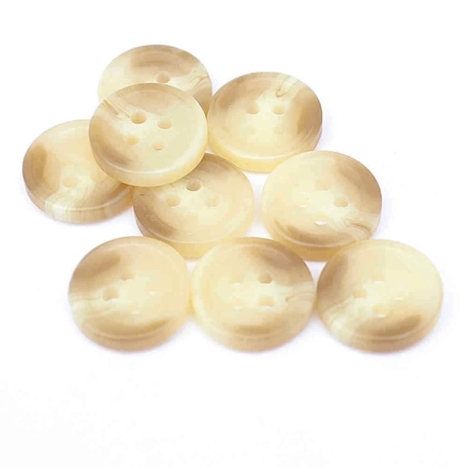 MATT BEIGE / BROWN HORN EFFECT 4 HOLE RIM BUTTONS Size 13mm - Image 1 of 1
