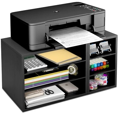 6 Storage Compartments Wood Desk Paper Organzier File Organizer for Home/Office. - Image 1 of 2