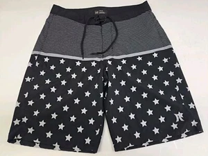 Hurley Mens Black & White Stars & Stripes Board Shorts Size 32 #5892 - Picture 1 of 10