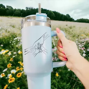 Custom Mama Holding Kid Hands Engraved 40oz Tumbler,Meaningful Mother's Day Gift - Picture 1 of 9