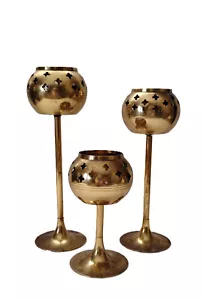 Brass Cut Out Crosses Votive Tea Light Candle Holders - India/Boho Set of 3 - Picture 1 of 13