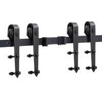 Yaheetech 12Ft Black Antique Style Double Sliding Barn Wood Door Closet Hardware