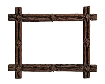 Antique tramp art Frame, black forest, original 19th century   (# 17323) - Image 1 of 4