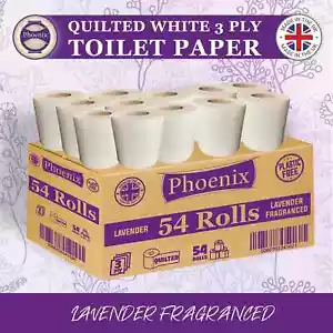 Phoenix Marke - 54 Rollen kunststofffreies gestepptes weißes 3-lagiges Toilettenpapier - Bild 1 von 6