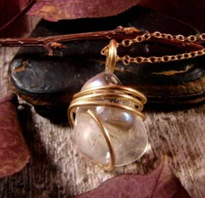 FANTASY AURA TITANIUM CRYSTAL NECKLACE BRONZE GOLD REIKI FOR# 12 - Picture 1 of 3