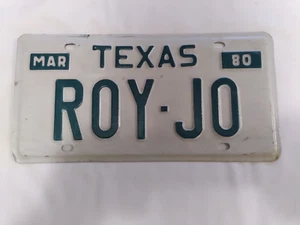 1 - Texas License Plate - Green   MAR 1980  " ROY-JO " - Picture 1 of 2