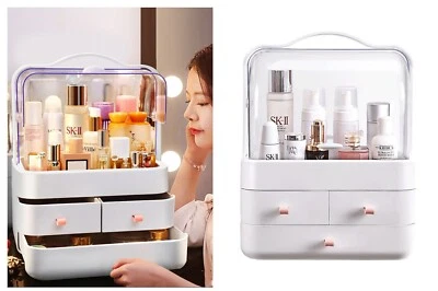Organizer box cosmetici 3 cassetti maniglia antipolvere espositore makeup LD-288 - Immagine 1 di 3