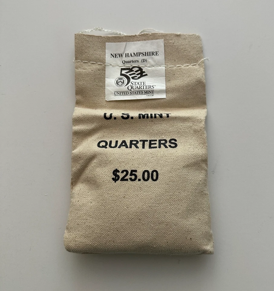 2000-D New Hampshire State Quarter Original Mint Sewn $25 Bag FREE US SHIPPING - Image 1 of 1