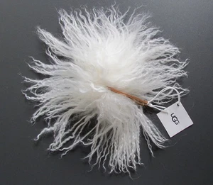UGG Ornament Key Fob Bag Purse Charm Sheepskin Mongolian Pom White New Vintage - Picture 1 of 16