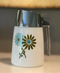 Vintage MCM Dripcut Starline Daisy Santa Barbara Milchglas Zucker Sirup Spender - Bild 1 von 9