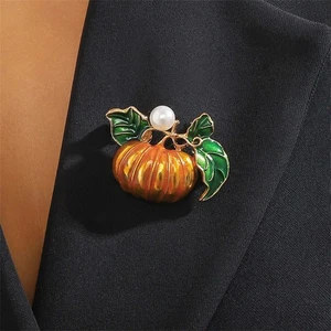 Broche de calabaza prendedor para mujer tono dorado moda esmalte Halloween Acción de Gracias - Imagen 1 de 7