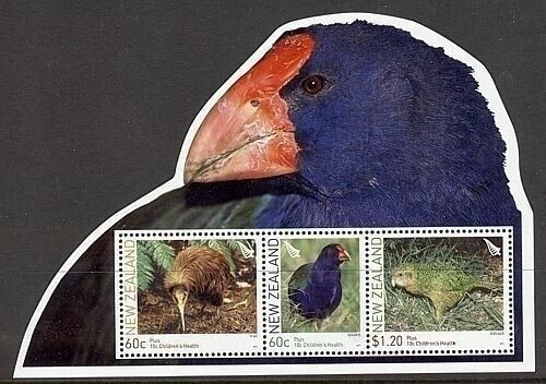 NEW ZEALAND HEALTH M/S 2011 MINT BIRDS TAKAHE KIWI KAKAPO (ID:MMH255) - Image 1 of 1