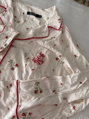 Lauren Ralph Lauren Ivory Floral Button Front Nightshirt Pajamas PJ Size XL NWT - Image 1 of 4
