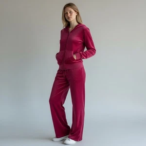 Danskin Pink Velour Track Suit  Zip Hoodie Jogger Pant M 8-10 Mean Girls Costume - Picture 1 of 20