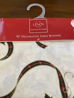 NEW Lenox Holiday Nouveau Ribbon Reversible Decorative Table Runner 14"x90" NWT - Image 1 of 4
