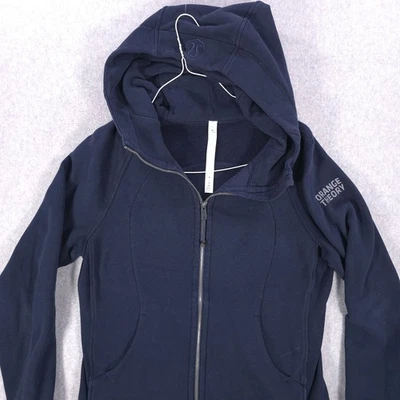 Sudadera con capucha de buceo Lululemon azul cremallera completa algodón polar para mujer 12 Foto 1 de 4