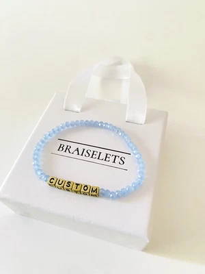Pulsera AZUL CLARO Cuentas NOMBRE PERSONALIZADO Regalo Amistad Joyería Para Mujeres Niñas Foto 1 de 4