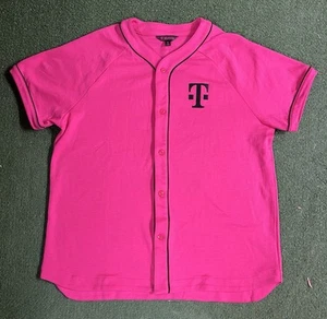 T-Mobile Baseball Jersey Mens XL Pink Short Sleeve Button Down - Very Rare HTF - Picture 1 of 14