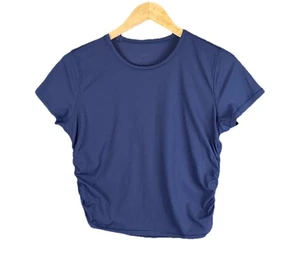 Lululemon 6 All It Takes Ribbed Short Sleeve Navy Blue Sz M/L - Picture 1 of 8