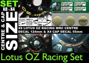 Juego de calcomanías adhesivas centrales de rueda OZ Racing Lotus WRC con calcomanías de tapa - Imagen 1 de 1