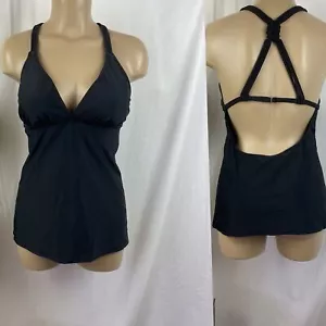 Hula Honey Black Tankini Strappy Bathing Swim Suit Top XL - Picture 1 of 5