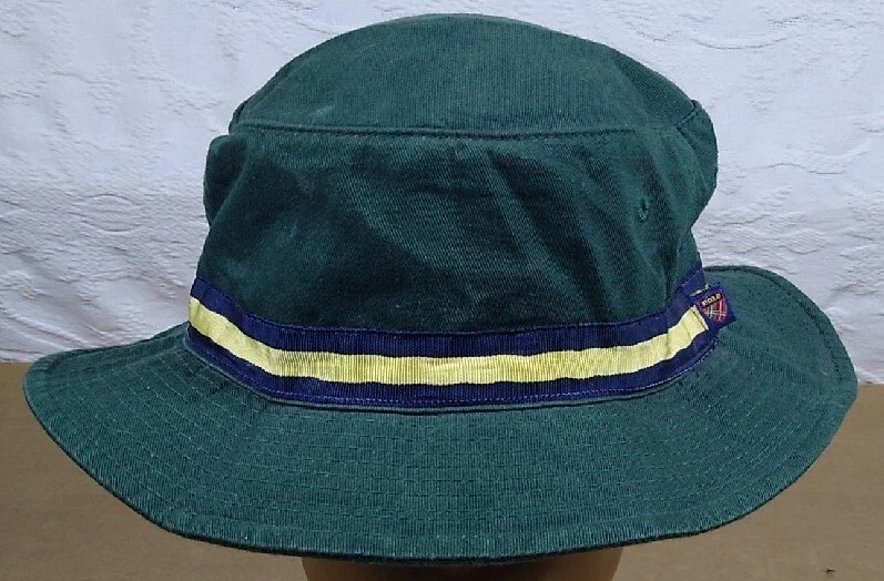 Polo Golf Ralph Lauren RARO! Chapéu balde verde caçador feito nos EUA anos 90 tamanho médio  - Imagem 1 de 4