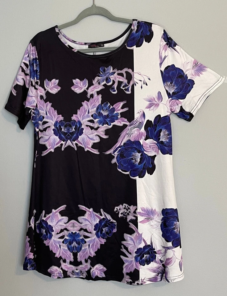 TÚNICA/VESTIDO MUJER AZALEA. TALLA: 1X. MANGA CORTA. CUELLO REDONDO. FLORAL Foto 1 de 4