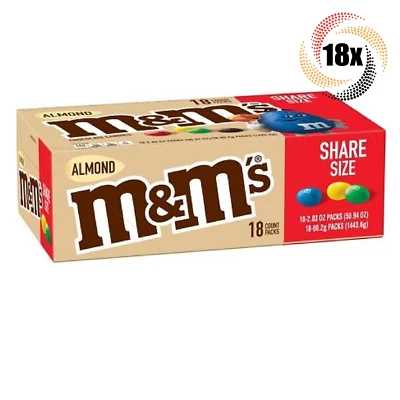 Caja Completa 18x Paquetes M&M's Sabor Almendra Caramelos de Chocolate Tamaño King | 2.83oz Foto 1 de 2