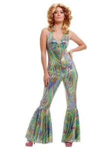 Adult Ladies 1970s Psychedelic Retro Dancing Queen Fancy Dress Party Costume - Picture 1 of 5