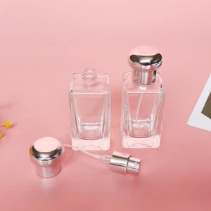 30ml Empty Perfume Bottles Glass Square Silver x 1 - Picture 1 of 12