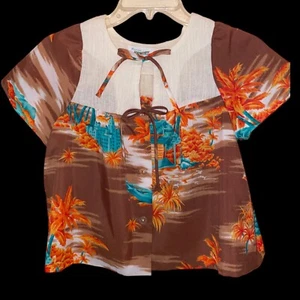 Vintage Penny's Hawaii Girls Shirt Sz 14 Kids Hawaiian Island Palm Tree Top - Picture 1 of 3