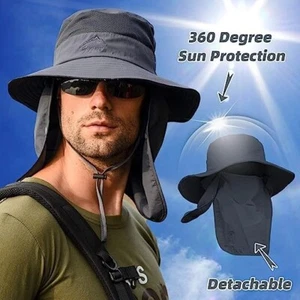 Men Women Summer Bucket Boonie Hat Neck Cover Flap Sun Wide Brim Outdoor Cap - Picture 1 of 142