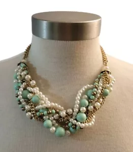 Hand Crafted Upcycled Faux Pearl And Chain Necklace 20 In - Picture 1 of 4